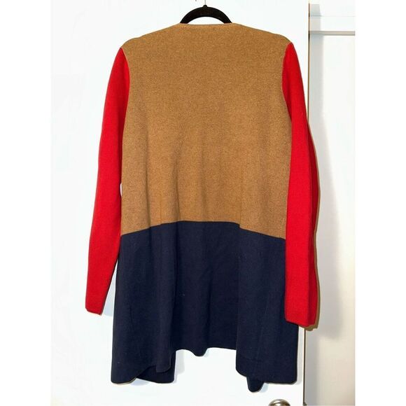 J. Crew Women’s Colorblock Cardigan Sweater Navy Tan Red Large NWT - Picture 5 of 10